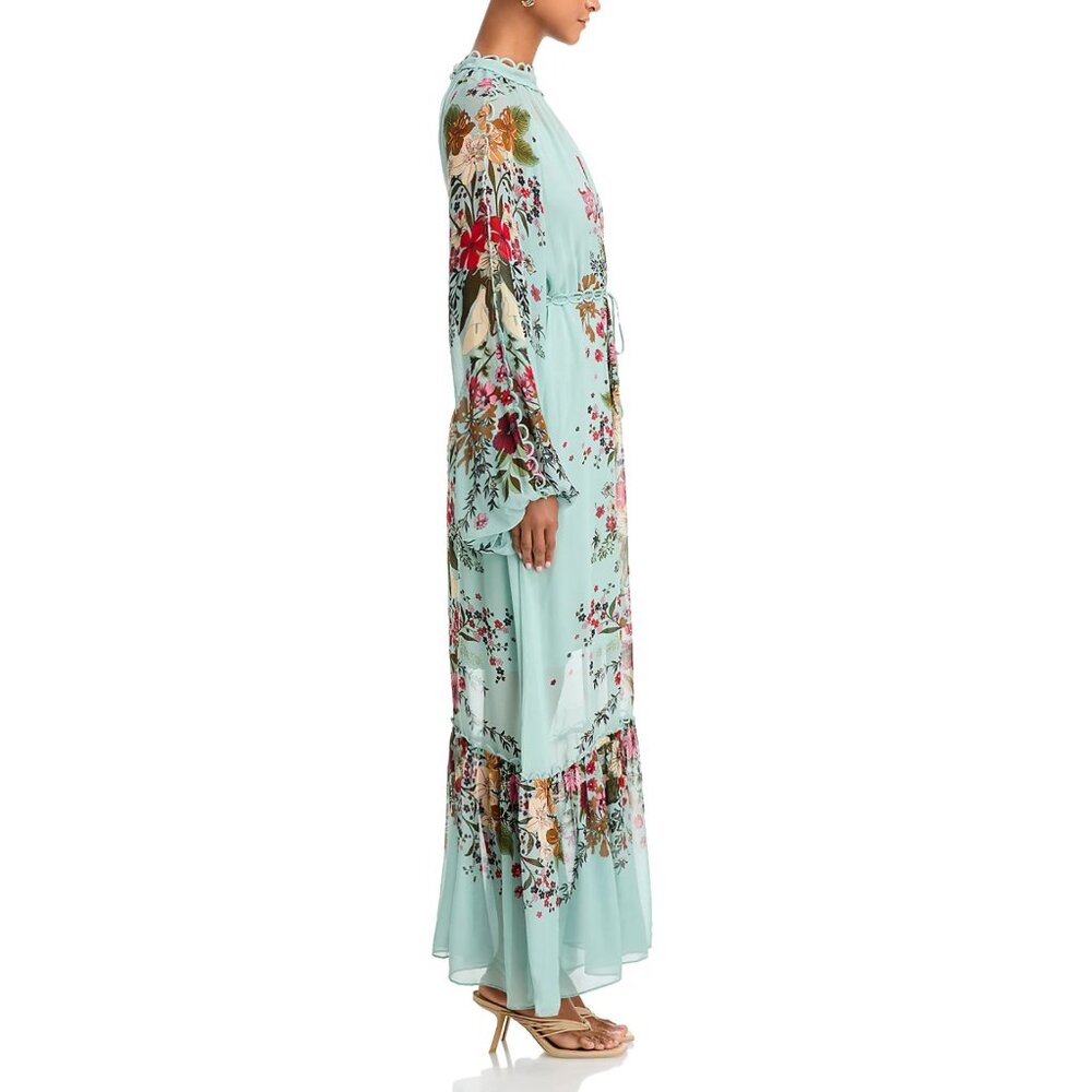 FARM Rio Beauty Bouquet Long Sleeve Floral Print Maxi Dress, Light Blue, NWT🇧🇷 - Picture 5 of 15